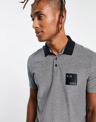 Armani Exchange x You Me Us contrast collar polo shirt in grey