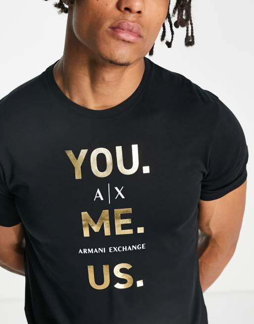 Armani Exchange x You Me Us logo t-shirt in black | ASOS