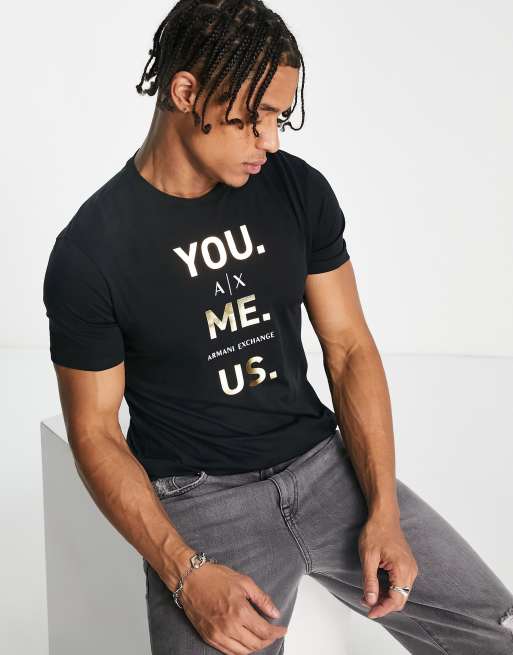 Armani Exchange x You Me Us logo t shirt in black ASOS