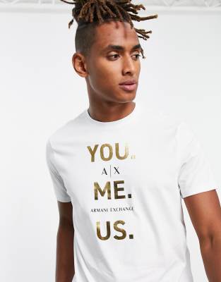 Armani Exchange x You Me Us logo t-shirt in white