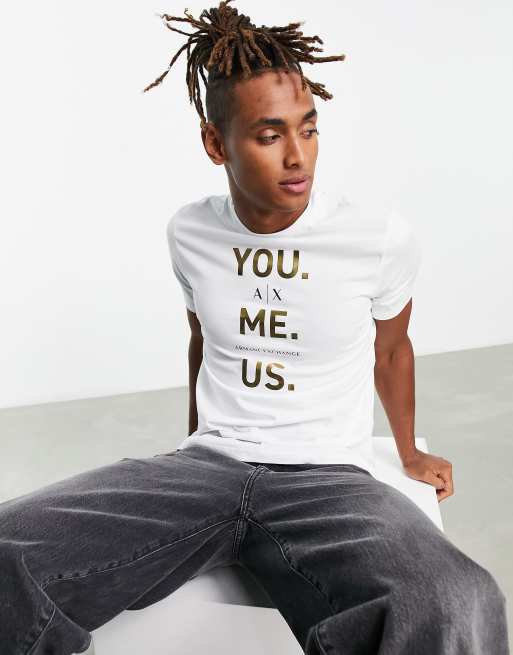 Armani Exchange x You Me Us logo t shirt in white ASOS