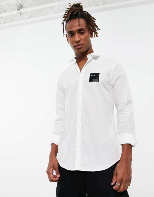 Armani Exchange x You Me Us patch shirt in white ASOS