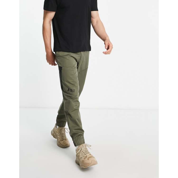 Armani Exchange zip pocket cargo pants in khaki ASOS