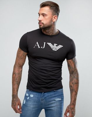 Udfør halstørklæde opdragelse Armani Jeans Crew Neck AJ Logo T-shirt Black | ASOS
