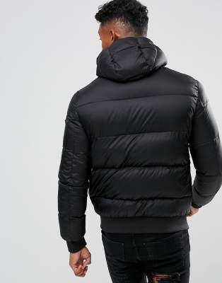 Padded Hooded Bomber Jacket Black 