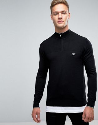 Armani Jeans Jumper With Half Zip In 