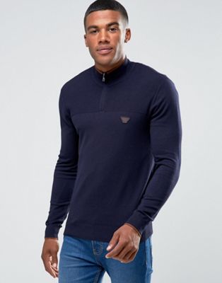 Armani Jeans Sweater With Half Zip In 