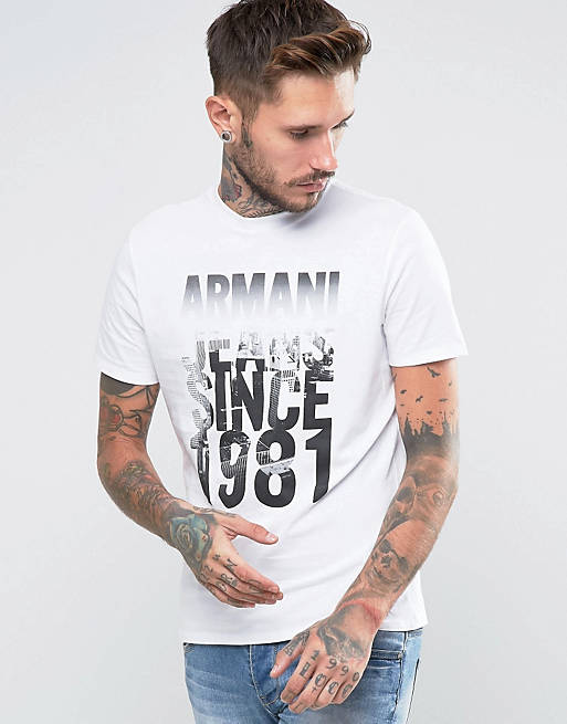 Tranquility Telemacos flask Armani Jeans T-Shirt With 1981 Cityscape Print In White | ASOS