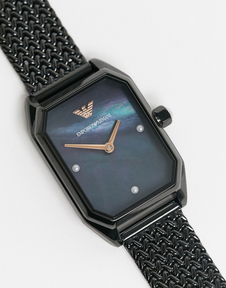 Armani - Mesh horloge in zwart