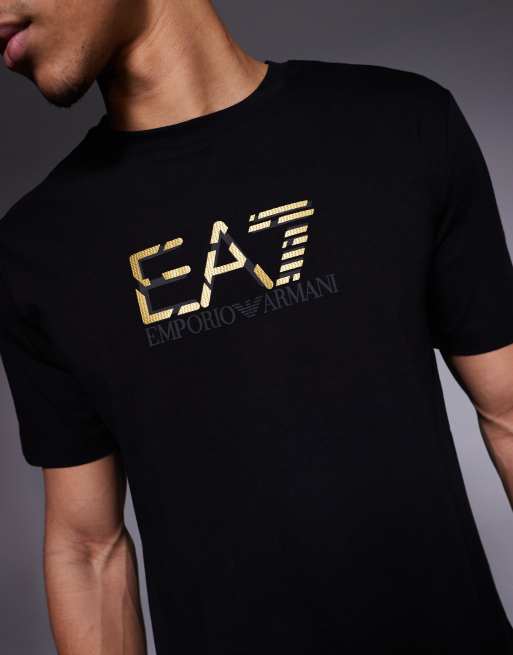 Armani – Premium – Czarny T-shirt z logo EA7, 5 z 5