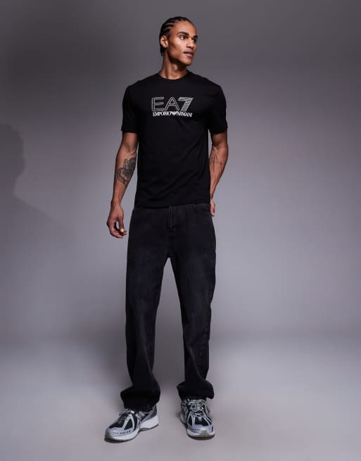 Armani - T-shirt met ronde hals en EA7 logo in zwart, 2 van 5