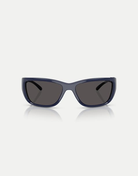 Arnette – Bubblewrap – Rechteckige Sonnenbrille in Dunkelblau mit grauen Gläsern - view 1