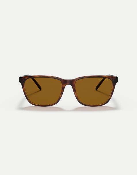 Arnette – Cortex – Eckige, polarisierte Sonnenbrille in dunklem Havana mit braunen Gläsern - view 1