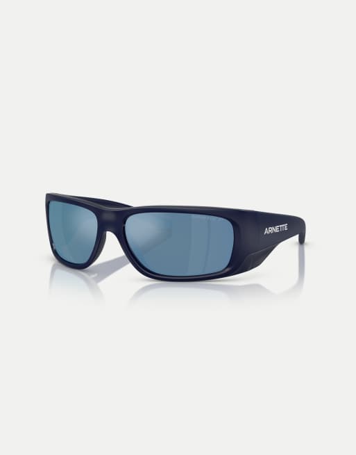 Arnette - Flipside - Lunettes de soleil rectangulaires polarisées avec verres bleus effet miroir - Bleu foncé mat/brillant, 2 de 3