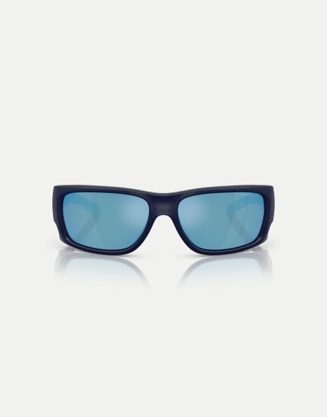 Arnette - Flipside - Occhiali da sole rettangolari color blu scuro opaco/lucido con lenti blu specchiate polarizzate - view 1