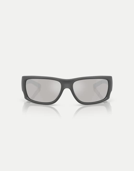 Arnette – Flipside – Rechteckige Sonnenbrille mit grauer, matter Oberseite/in Glänzend mit silbern verspiegelten Gläsern