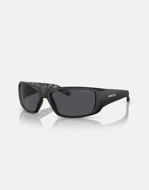 Arnette Hot shot rectangle sunglasses with grey lens in rubber black