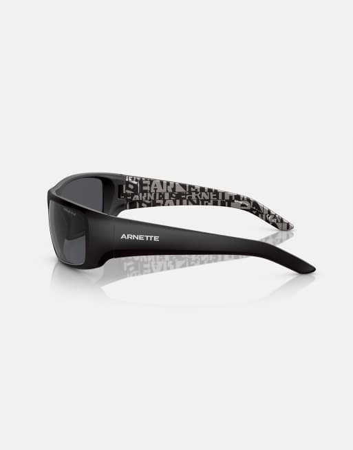 Arnette Hot shot rectangle sunglasses with grey lens in rubber black