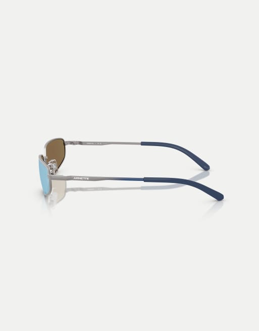Arnette - Narro - Lunettes de soleil ovales polarisées à verres bleus effet miroir - Gris acier mat, 3 de 3