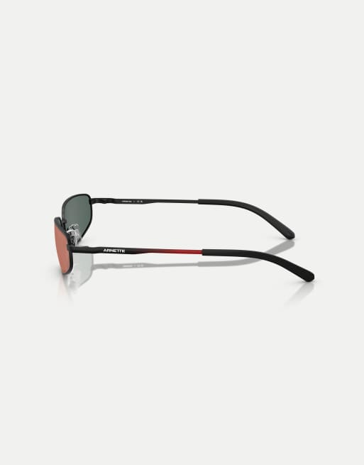Arnette - Narro - Occhiali da sole ovali neri opachi con lenti arancioni specchiate, 3 di 3