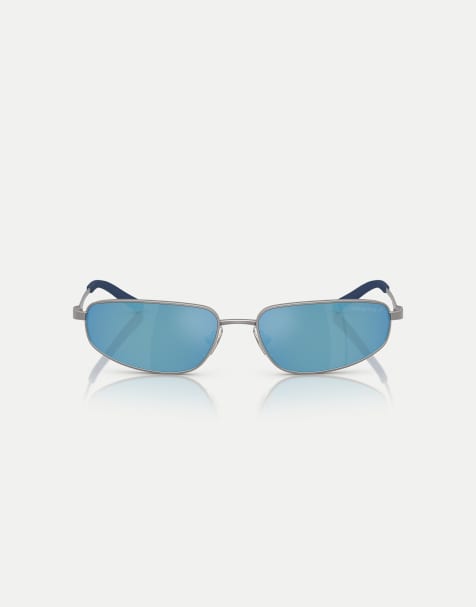 Arnette Narro oval polarised sunglasses with blue mirrored lens in matte gunmetal - view 1