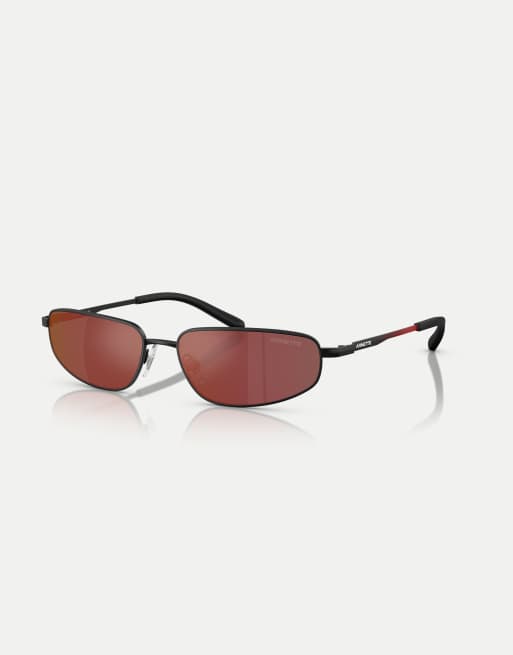 Arnette Narro oval sunglasses with orange mirrored lens in matte black, 2 of 3