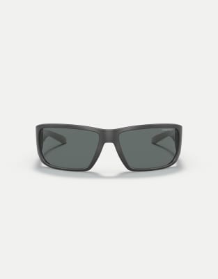 Arnette - Snap II - Rechteckige, polarisierte Sonnenbrille in mattem Dunkelgrau mit grauen Gläsern