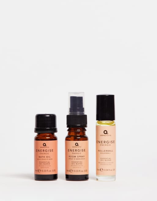 Aroma Home Energise 3 Step Kit, Bath Oil, Pillow Spray and Rollerball