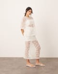 [ARRANGE] ARRANGE 3D daisy sheer column maxi skirt (part of a set)-White 4 White