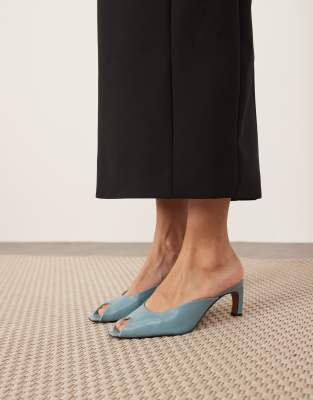 ARRANGE - Agnes - Hochwertige Leder-Mules in Blau mit Absatz