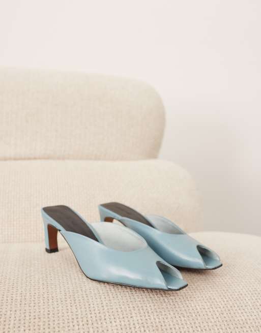 ARRANGE - Agnes - Muiltjes met hak van premium leer in blauw, 4 van 4