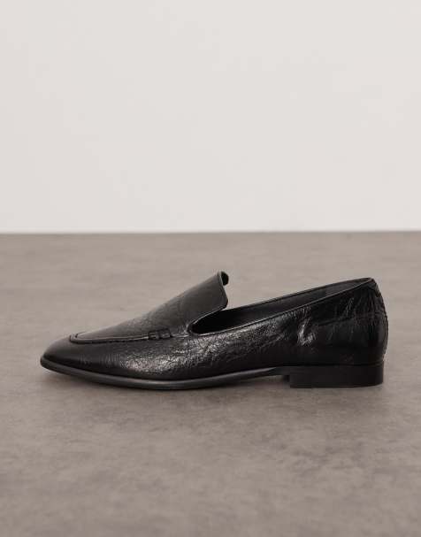 ARRANGE – Alba – Czarne skórzane minimalistyczne loafersy premium - view 1