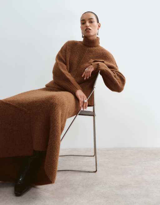 ARRANGE alpaca knitted skirt set in chocolate, 4 of 5