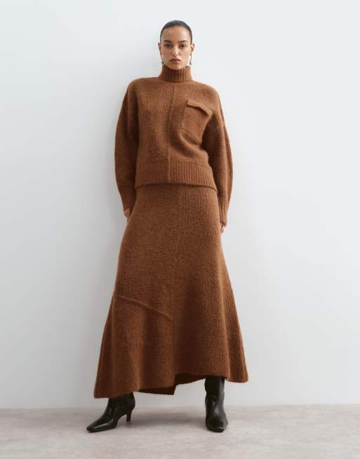 ARRANGE alpaca knitted skirt set in chocolate, 5 of 5