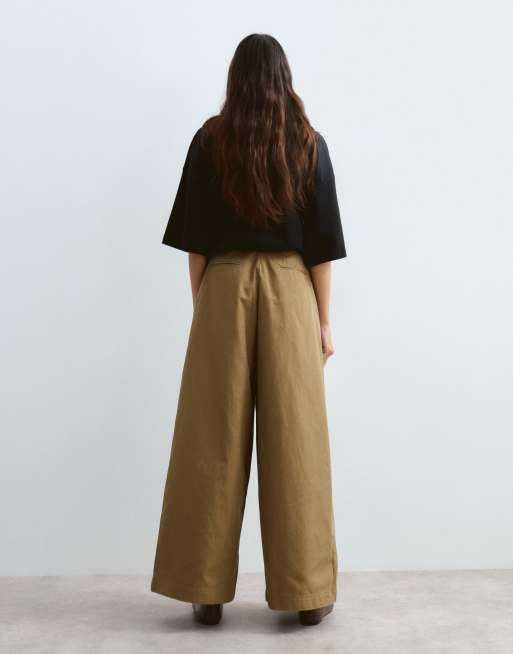 ARRANGE Alva Hose mit Faltendetail und weitem Bein in Olivgrün, 5 von 5