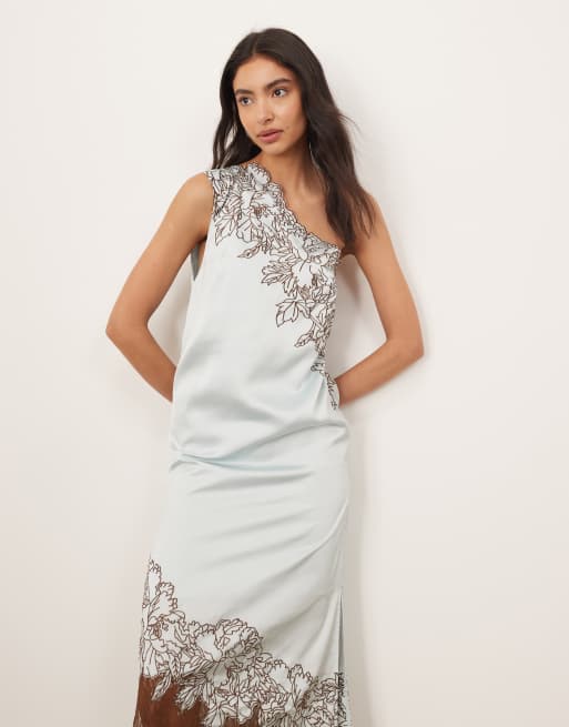 ARRANGE applique embroidered lace panelled one shoulder column maxi dress, 4 of 4
