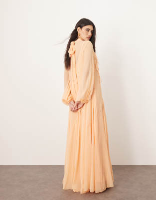 fitted lace wedding dress Andie Dress in Apricot Crush – Ivy City Co main image 1