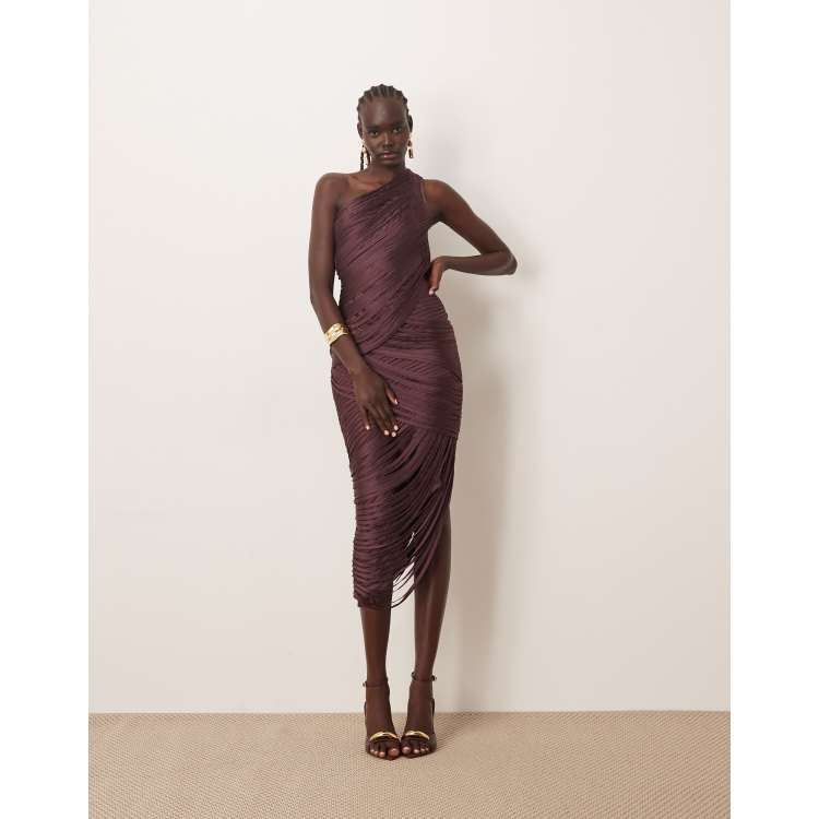 navy blue dress for baby girl Sisters. Angelina Asymmetric Draped One-Shoulder Maxi Dress main image 1