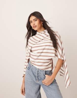 Arrange Asymmetric Top With Drape Neck Detail In Multi