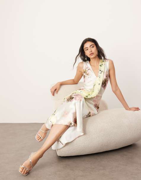 ARRANGE – Asymmetrisches Maxikleid mit Einsätzen und Blumenmuster-Mix - view 1