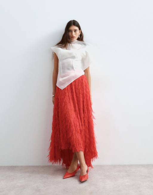 ARRANGE asymmetrisches Organza-Top mit Abnähern in Weiß, 3 von 5