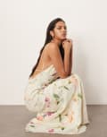 [ARRANGE] ARRANGE backless chiffon draped maxi dress in layered painterly floral-Multi 8 Painterly Floral