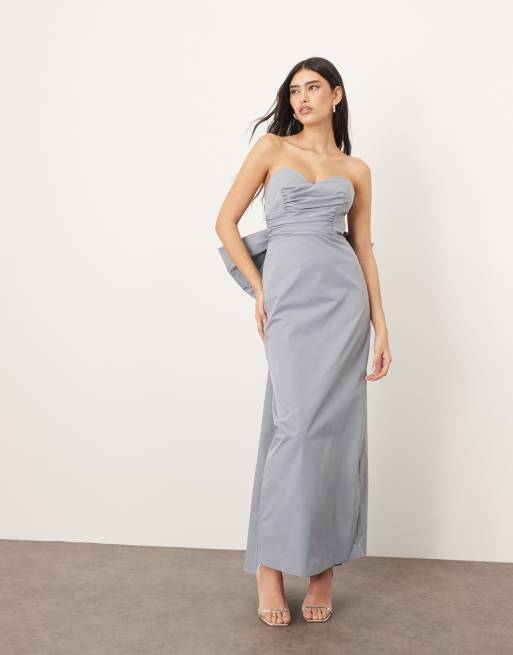 ARRANGE bandeau maxi dress with large bow in light blue