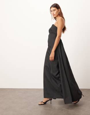 Arrange Bandeau Structured Maxi Dress With Back Cut Out In Black