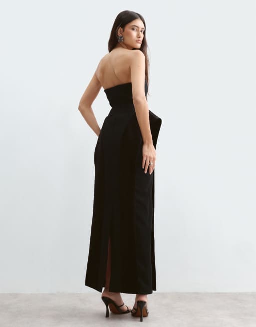 ARRANGE bandeaucorset maxi-jurk van fluweel met gevormde heupen in zwart, 4 van 5