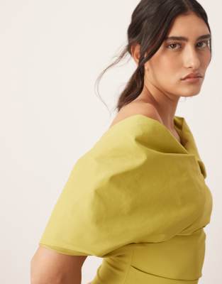 ARRANGE BARDOT PLEAT MAXI DRESS WITH WRAP DETAIL 