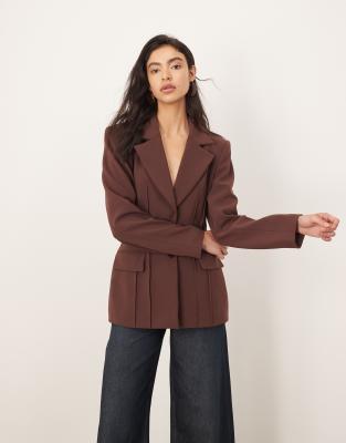Blazer structuré de qualité supérieure - Chocolat-Marron 32