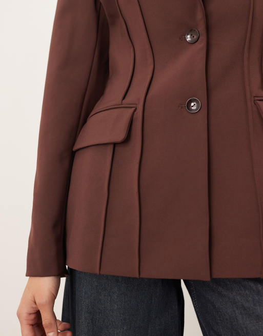 ARRANGE - Blazer structuré de qualité supérieure - Chocolat, 3 de 4