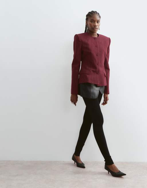 ARRANGE blazer strutturato a righe bordeaux, 2 di 5