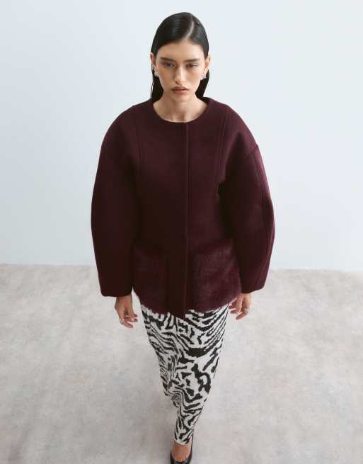 ARRANGE blazer uden krave med lommer i bordeaux, 5 af 5